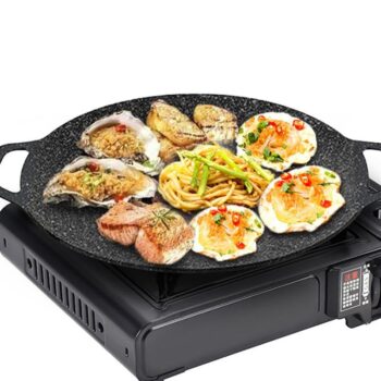 28cm Cast iron Korean grill pan for indoor and outdoor