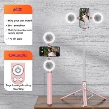 Z6D long selfie stick with double led light
