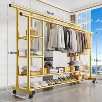 Top configuration side three-layer shelf net + double-layer shelf + double rod 150cm + caster