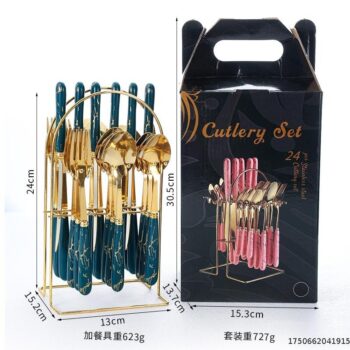 24pcs light cutlery set with rack