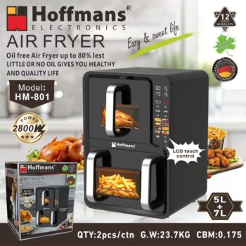 Hoffsman new design double door air fryer 5L+7L